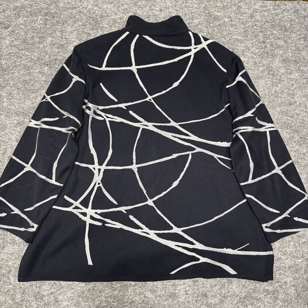 Ming Wang cardigan women's XL navy silver abstract career office work whimsical - Picture 4 of 10